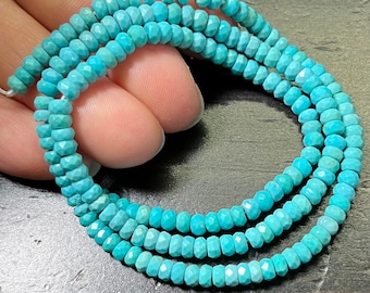 4mm Nacozari Faceted Rondelles, AA Blue, 16 inch strand.