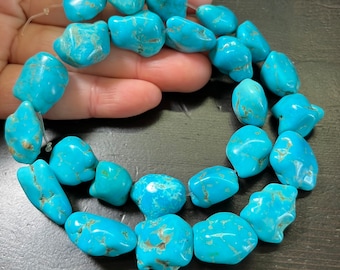 15x20mm Nacozari Turquoise Nuggets, Bluest Blue, 16 inch strand.