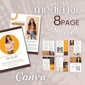 8-seitiges Canva Media Kit | Präsentations-Vorlage; Beinhaltet: Preisliste, Testimonials, Social Media Stats, Fotos und mehr!