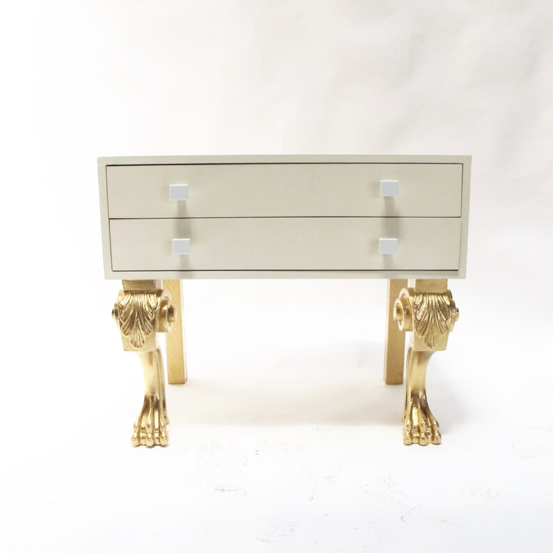 Night Table Golden Legs Nightstand. Wooden Night Table. Side Etsy