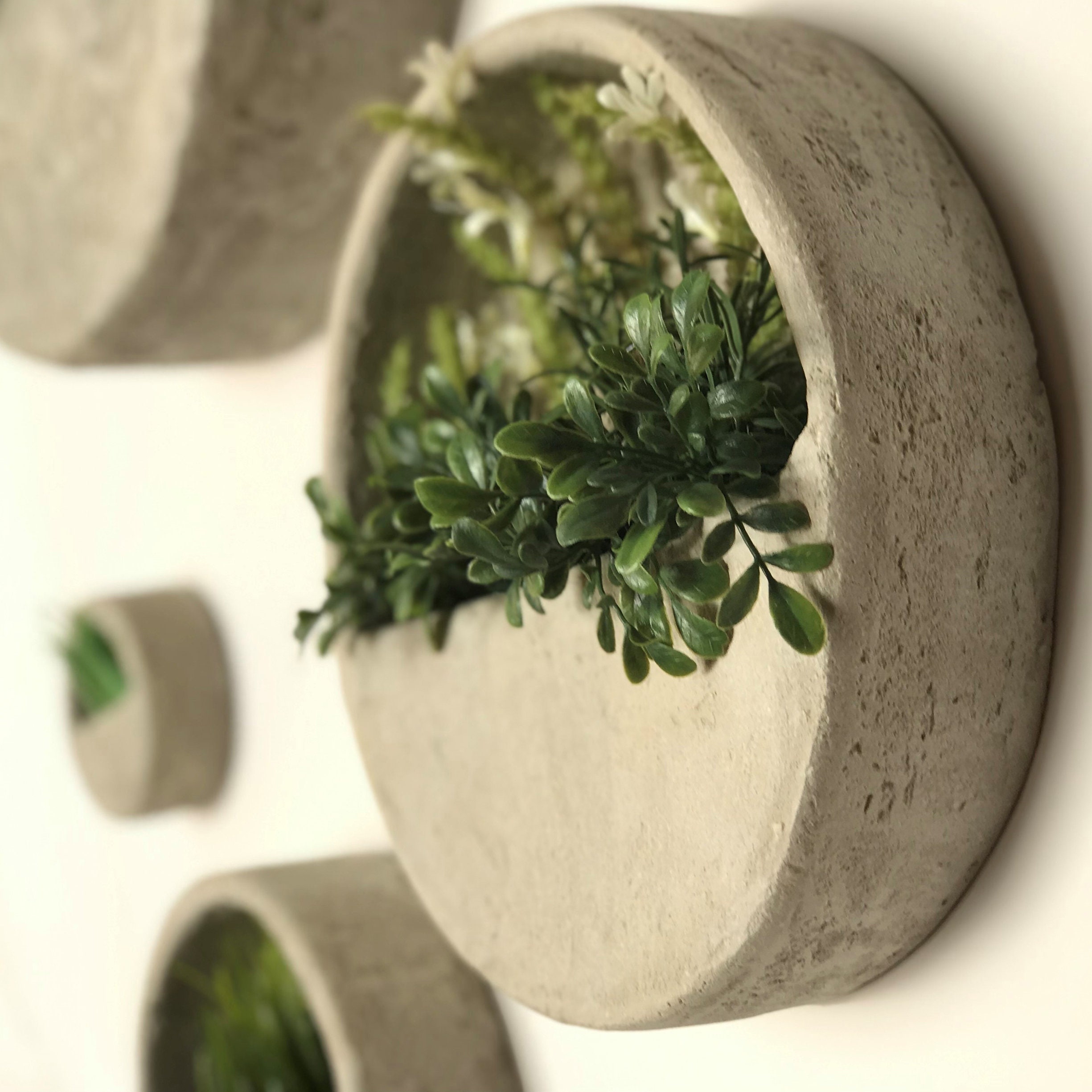 Béton Rond Mur Planter Ensemble Jardinières Muraire Pendentif Jardinière Verticale Ciment Décor