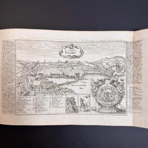 1720 Map of Lucerne, Switzerland, by Gabriel Bodenehr, Birds Eye View Original Copperplate Engraving