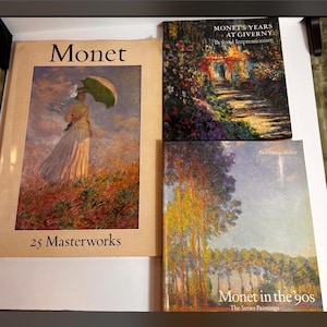 Set of 3 Vintage Art Books on Monet, Master French Impressionist Painter