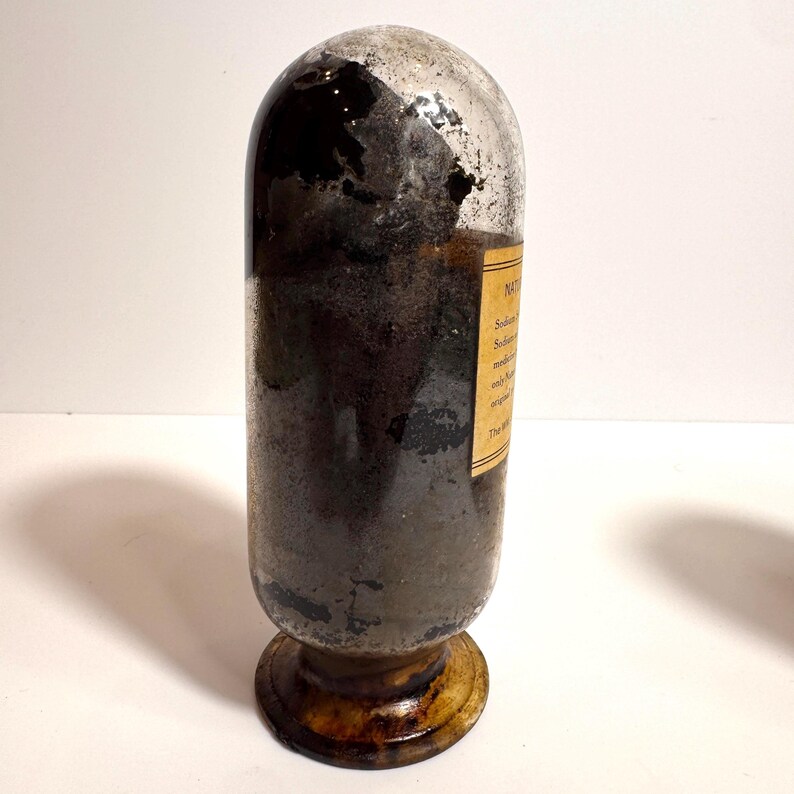 RARE Antique Apothecary Inverted Show Globe Blown In Mold, B.I.M. “Natural Sodium Salicylate” WM. S. Merrell Co. image 3