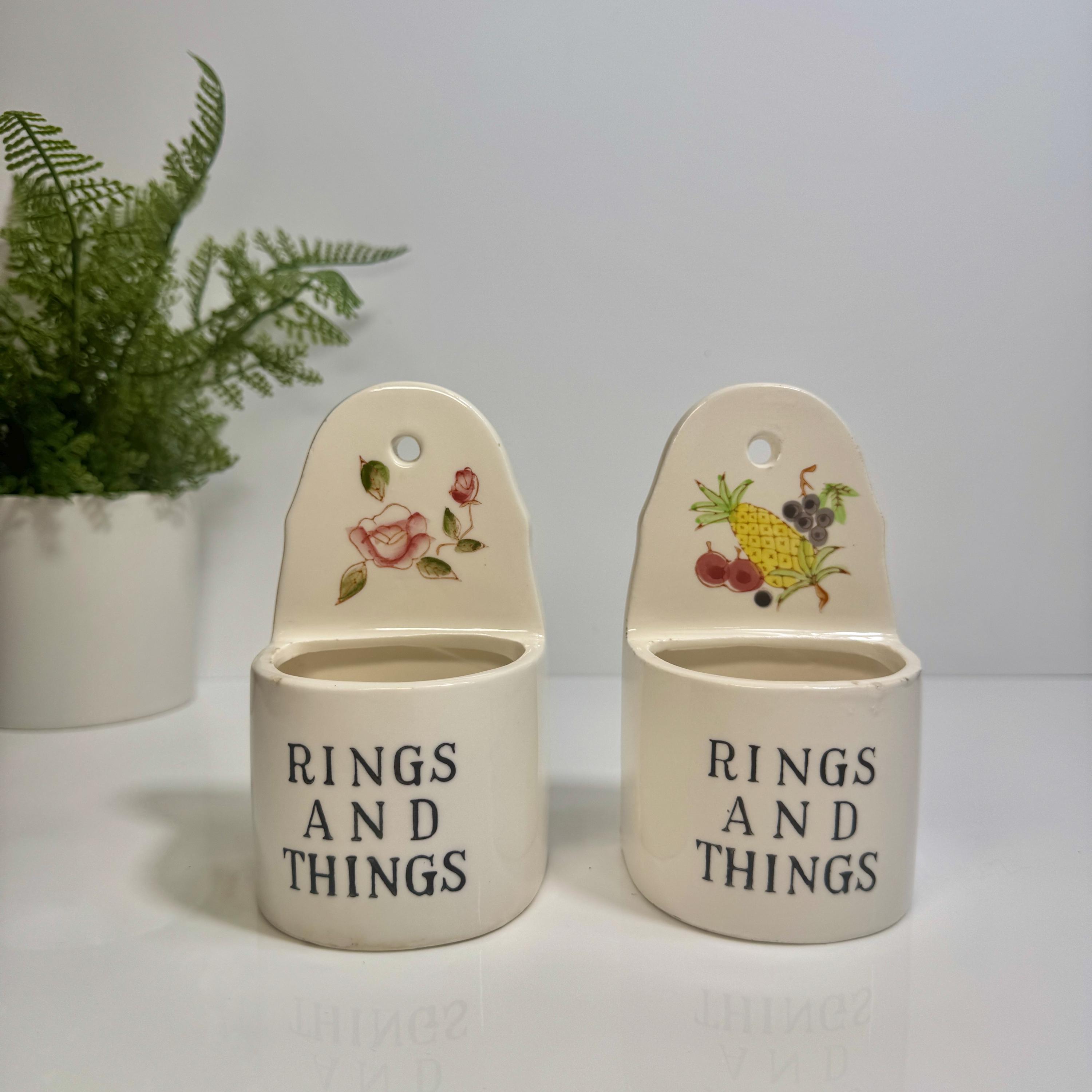 1960s Rings and Things Holder Dish Wall Pocket, Vintage Jewelry