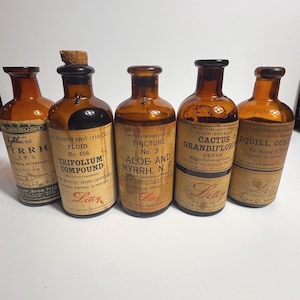 Apothecary Medicine Bottles with Labels, Vintage Medicine Bottles, Old Apothecary Jars II
