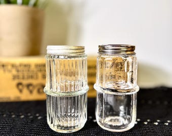 Hoosier Cabinet Spice Jars • Antique Clear Ribbed Glass Jar with Zinc Lid • Vintage Spice Canister Shakers