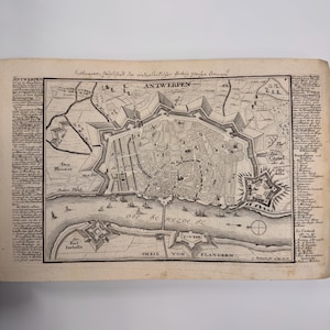 1720 Map of Antwerpen, Belgium by Gabriel Bodenehr, Highly detailed Birdseye View of a Star Fortresss, Original Copperplate Engraving