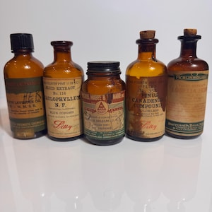 Apothecary Medicine Bottles with Labels, Antique Medicine Bottles, Old Apothecary Jars IV