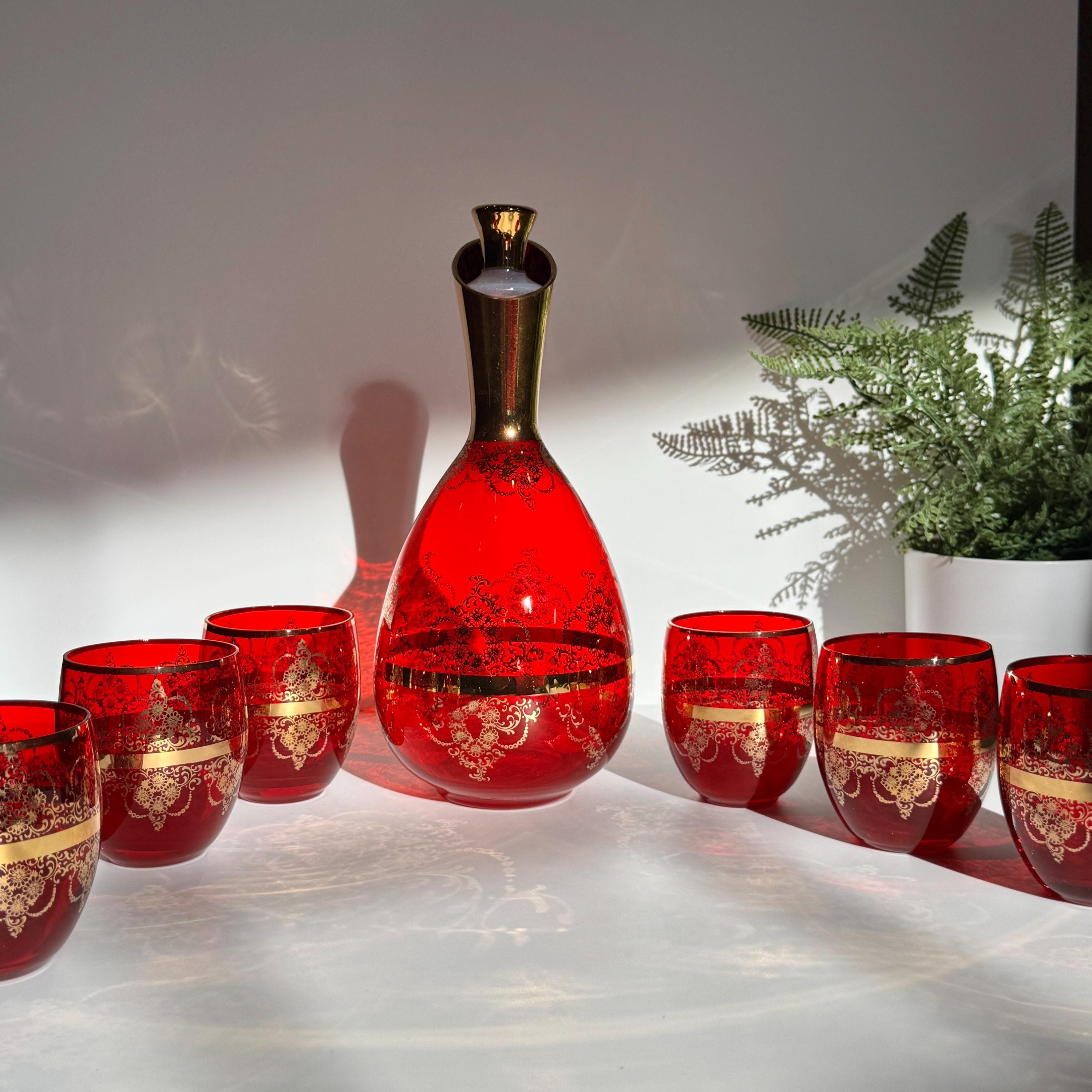 Red and Gold Murano Glasses - Etsy