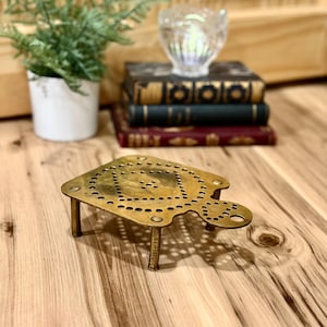 Vintage Solid Brass Footed Trivet • Pierced Hot Plate or Teapot Stand •