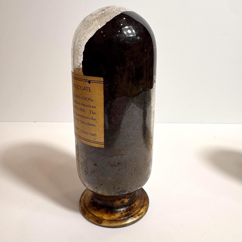 RARE Antique Apothecary Inverted Show Globe Blown In Mold, B.I.M. “Natural Sodium Salicylate” WM. S. Merrell Co. image 2
