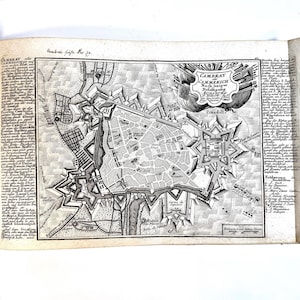 1720 Cambrai France Map, Original Copperplate Engraving, Antiquarian Old World