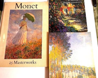 Set of 3 Vintage Art Books on Monet, Master French Impressionist Painter