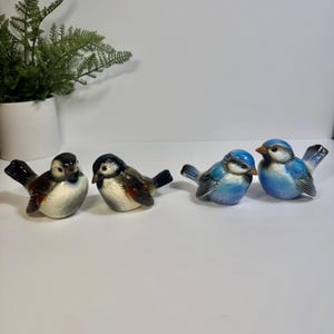 Goebel Ceramic Bird Figurines, Bluejay Pair, Sparrow Pair, Made in Germany, Bird Lover Gift Idea