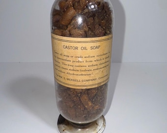 RARE Antique Apothecary Inverted Show Globe Blown In Mold, B.I.M. “Castor Oil Soap” WM. S. Merrell Co.