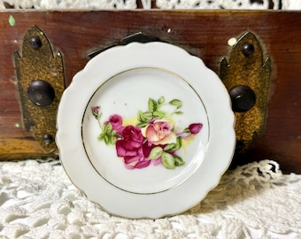 Vintage Floral Butter Pat • Japan Porcelain with Rose Design •