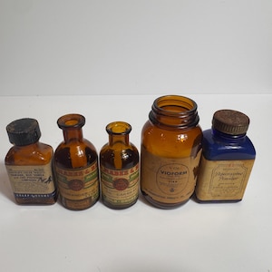 Antique Apothecary Medicine Bottles with Labels, Vintage Medicine Bottles, Old Apothecary Jars III