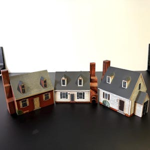Williamsburg Virginia Miniatures • Hand Crafted Wooden Replicas Historic Bldgs • Tru & Marlene Whiting • Vintage 1986 • Signed by the Artist