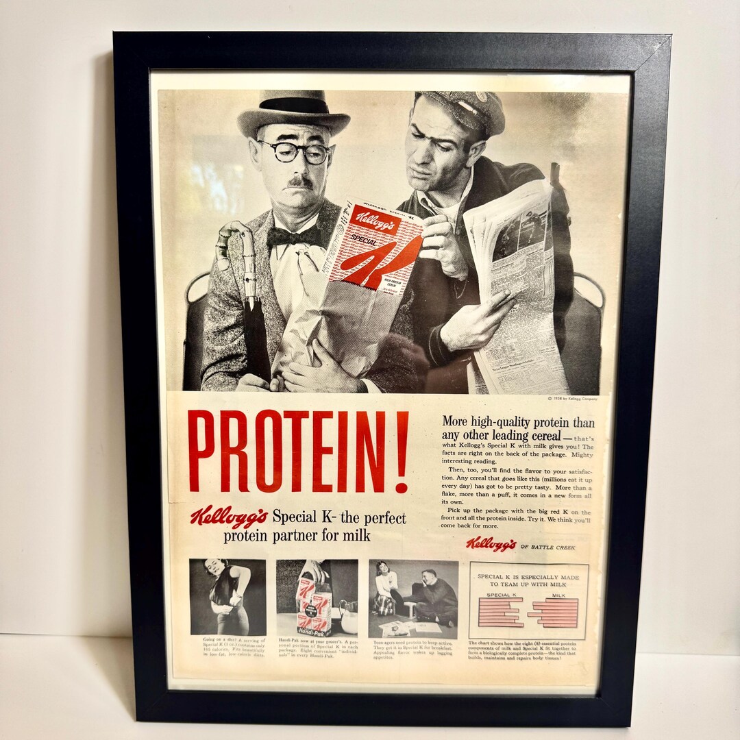 1958 Kelloggs Special K Cereal Ad Framed Funny Vintage Food 1958-kelloggs-special-k-cereal-ad-framed-funny-vintage-food