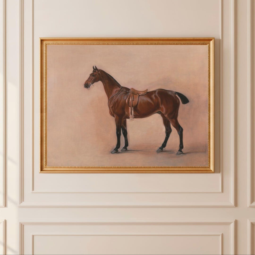 Horse Wall Art Antique Horse Oil Painting Ralph Lauren Inspired Horse Wall Art Antique Horse Oil Painting Ralph Lauren Inspired