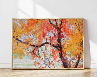 Vintage Maple Tree Painting (Hand-Painted): Autumn Fall Prints (Printable Wall Art, Digital Download)