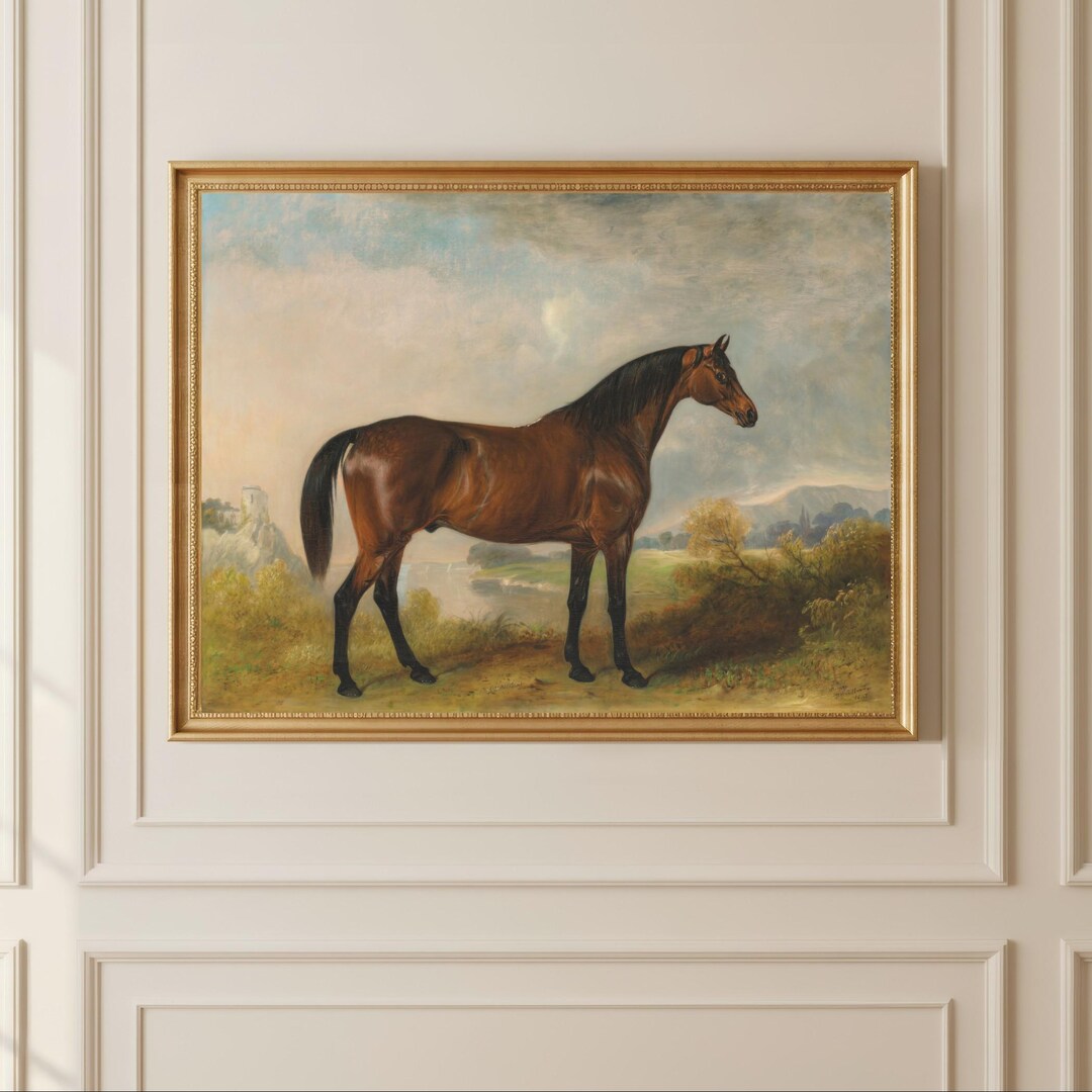 Horse Print Antique Horse Oil Painting Ralph Lauren Inspired Horse Print Antique Horse Oil Painting Ralph Lauren Inspired