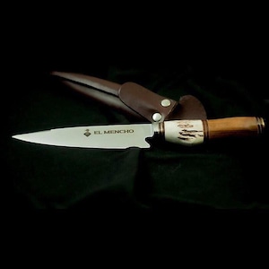 Knife With Wood and Deer Horn Polished Handle. Argentinian, Handcrafted, Gift, BBQ, Cooking, Stainless Steel, Gaucho, Steak, Carving.