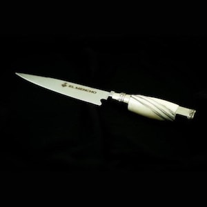 Knife With Metal, Wire and Polished Bone Handle. Argentinian, Handcrafted, Gift, BBQ, Cooking, Stainless Steel, Gaucho, Steak, Carving.