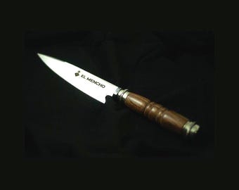 Knife With Metal and Carved Wooden Handle. Argentinian, Handcrafted, Gift, BBQ, Cooking, Stainless Steel, Gaucho, Steak, Carving.