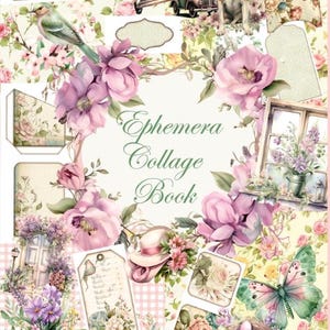 Scrapbook Kit Floral Secret GardenEphemera Flower Scrapbook Kit, Flower Ephemera, Vintage Ephemera, Collage Sheets, Floral Pattern