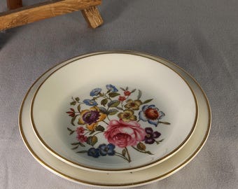 Royal Worcester Fine Bone China bloemen dessertschalen paar Engeland roze roségouden afwerking
