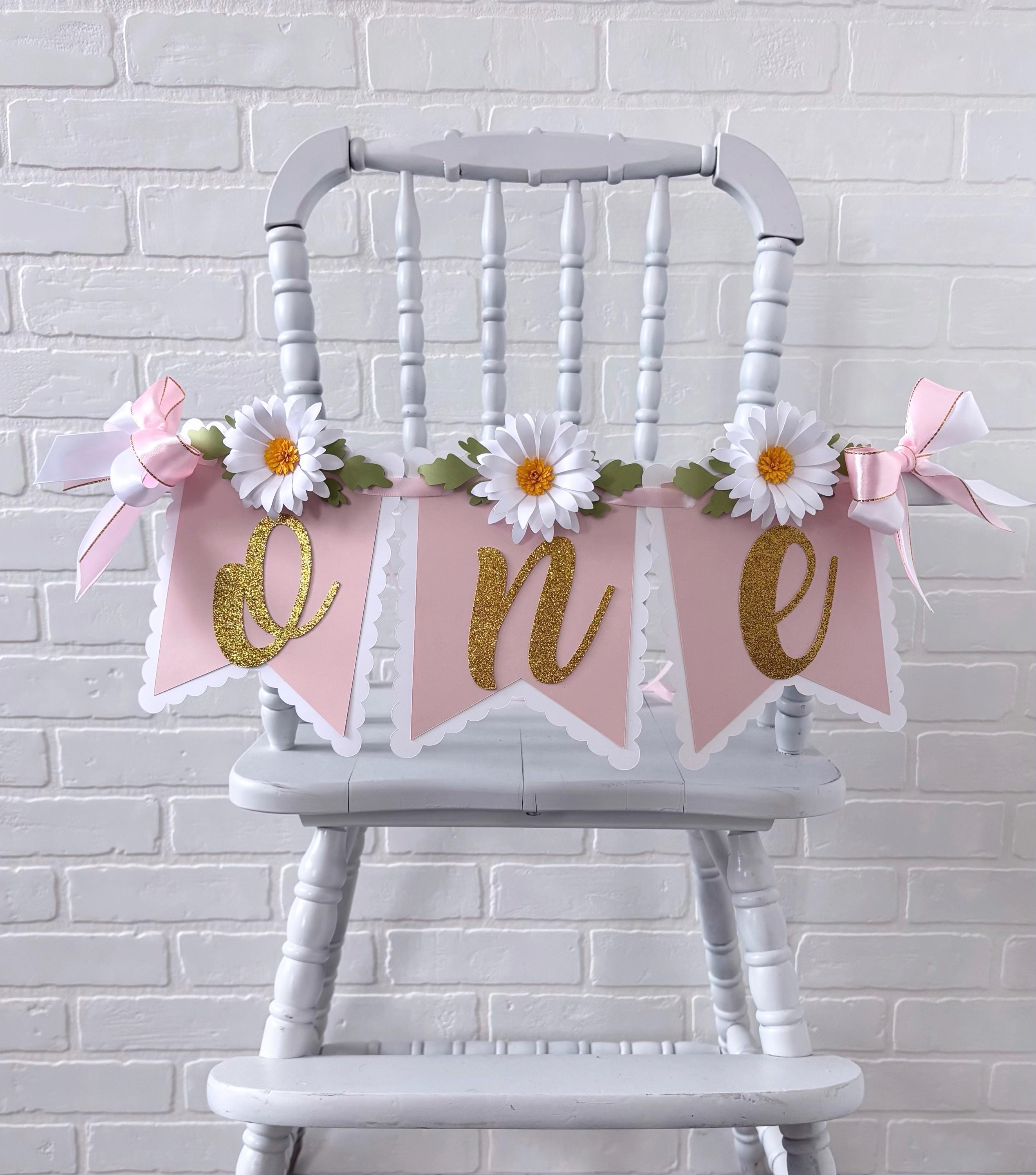 Daisy 1st Birthday High Chair Banner: Boho Ribbon Garland - Etsy