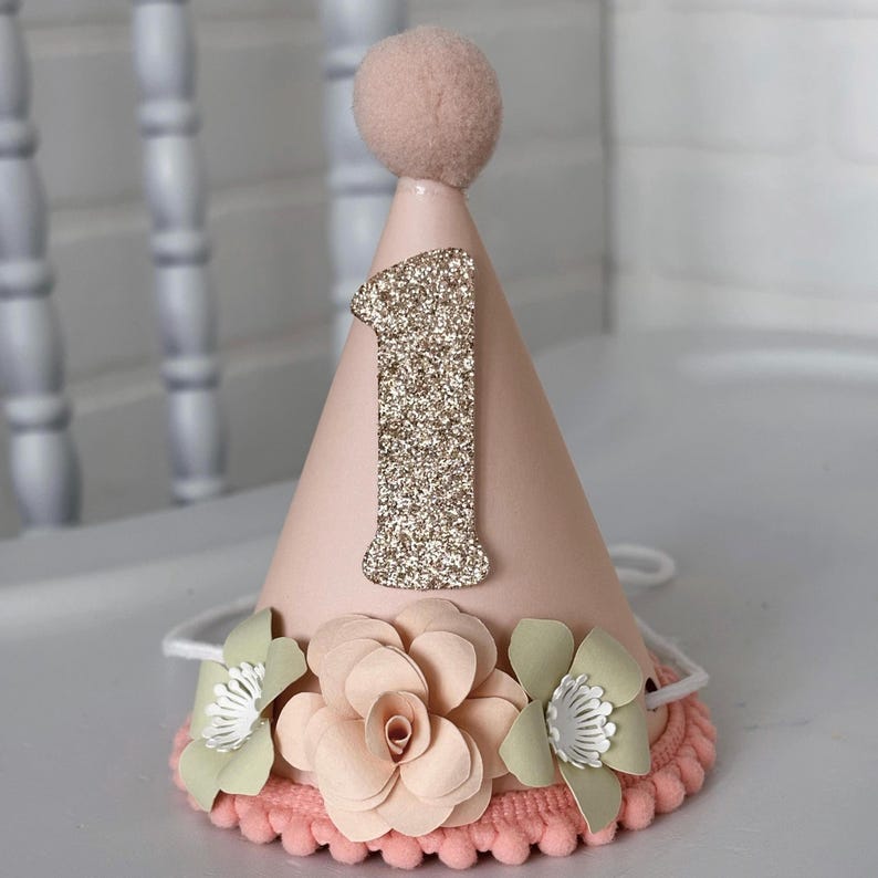 Boho Blumen Hochstuhl Banner: Mädchen 1 Party Hat