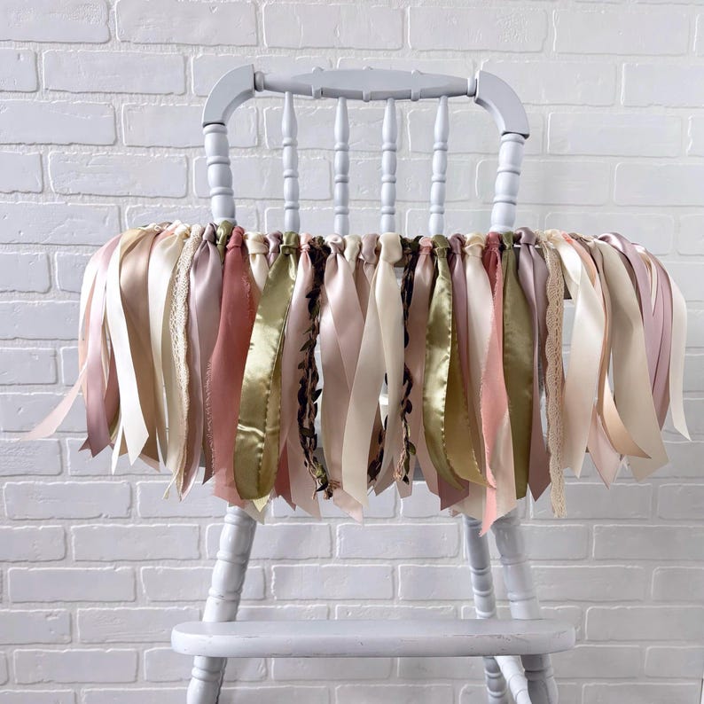 Boho Blumen Hochstuhl Banner: Mädchen 1 Ribbon Garland