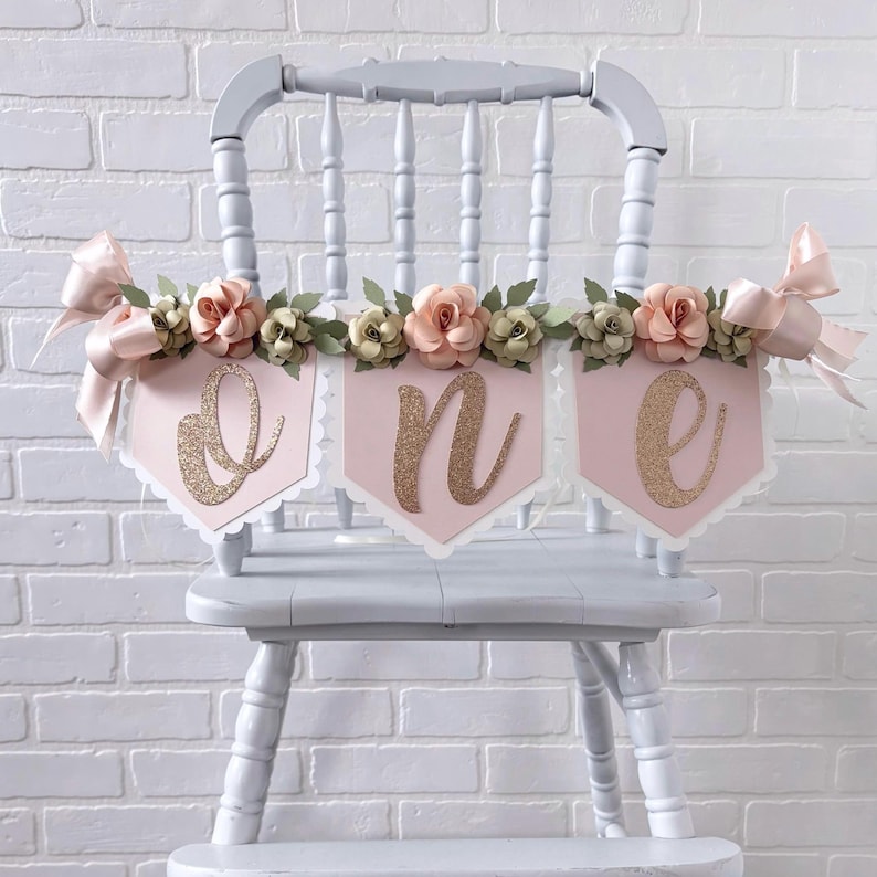 Boho Blumen Hochstuhl Banner: Mädchen 1 ONE HighChairBanner