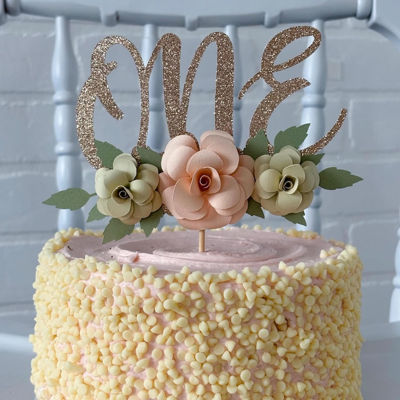 Boho Blumen Hochstuhl Banner: Mädchen 1 One Cake Topper