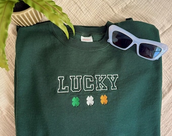 Lucky Clover Crewneck Sweatshirt, St. Patrick’s Day - Hanes EcoSmart Fleece