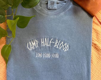 Camp Half-Blood Embroidered T-Shirt, Comfort Colors, Handmade with Love, Percy Jackson Gift for Readers, Teachers, & Students