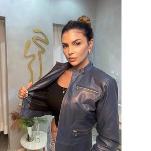 Women&#39;s Blue Leather Moto Stylish Biker Jacket, Genuine Leather, Modern Fit, Perfect Fall Fashion, Bold Statement Piece, Gift for Her