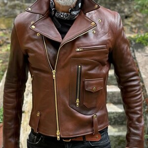 ジャケット・アウター OHOTORO Balmacaan Leather Jacket brown ジャケット・アウター OHOTORO Balmacaan Leather Jacket brown