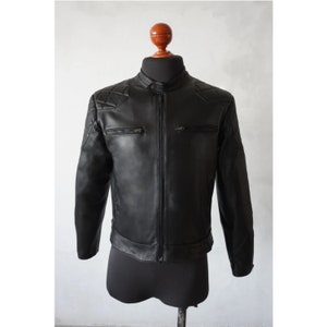 Men&#39;s Vintage Motorcycle Racing Real Leather Biker Jacket Custom Handmade Black Retro Leather Moto Leather Jacket Bikers Essentials Gifts