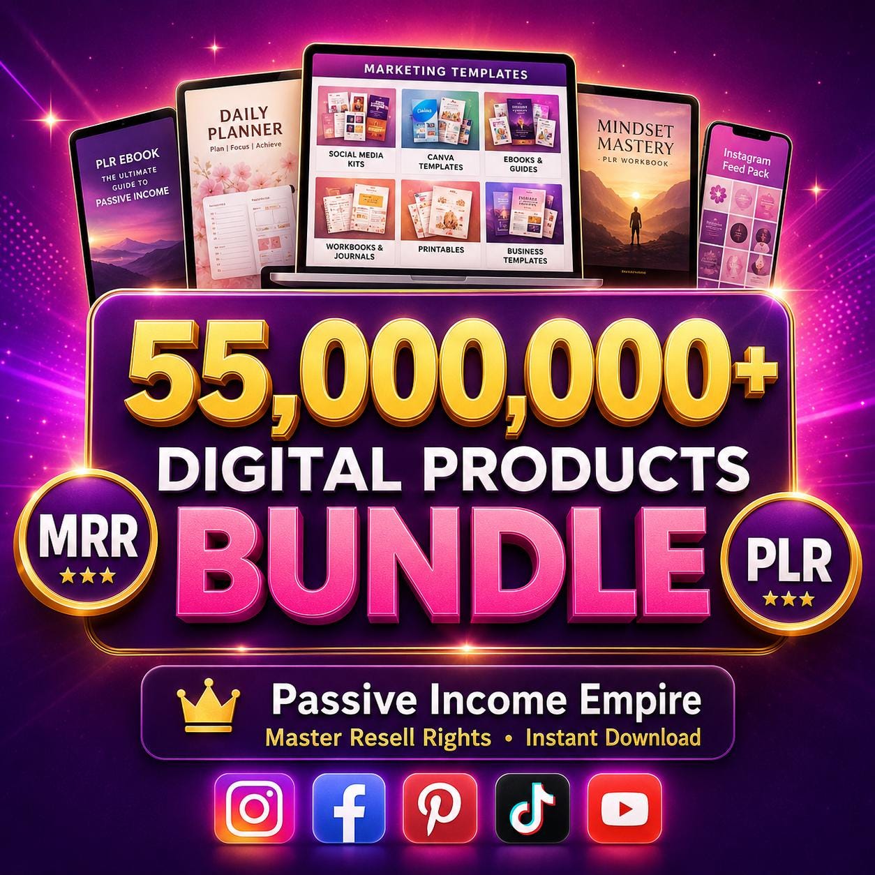 55M+ PLR Digital Mega Bundle | Resell Rights Ebooks, Courses, Templates ...