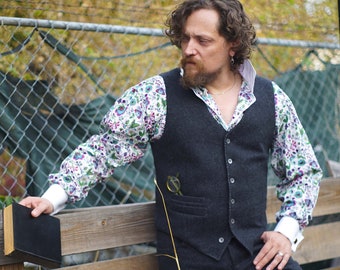 The Amazing Edwardian Shirt----Band Collar, Keyhole Neck