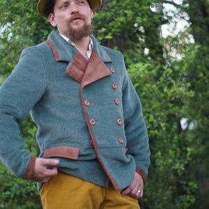 Alpaca and Leather Reefer Jackets
