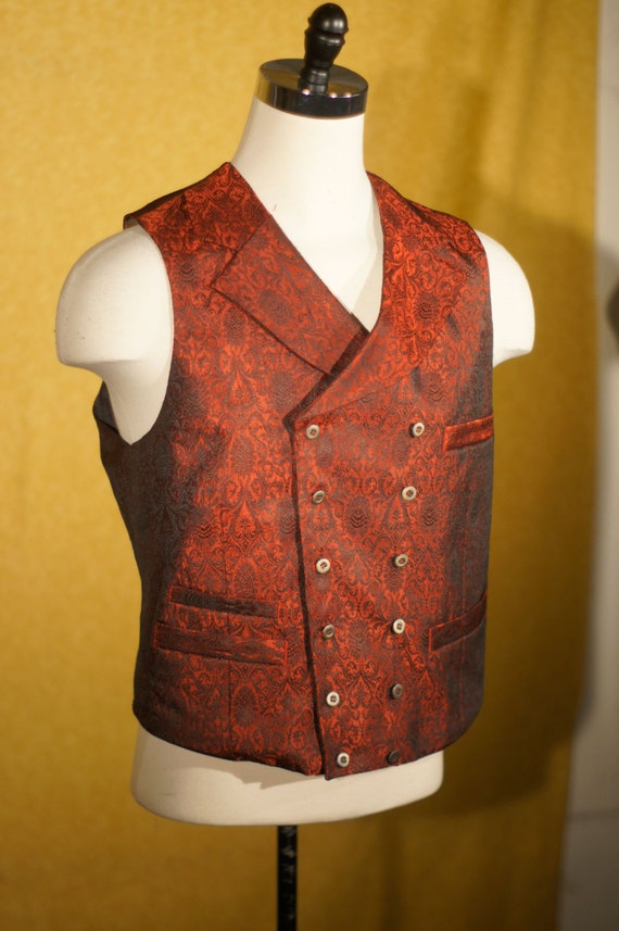 Custom Silk Brocade Vestsin Crimson Etsy