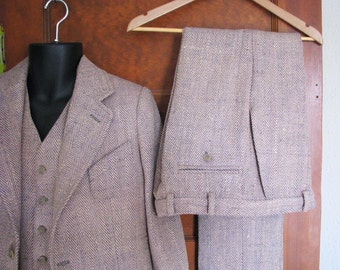 Three Piece Suits in Silk Tweed--Custom Made