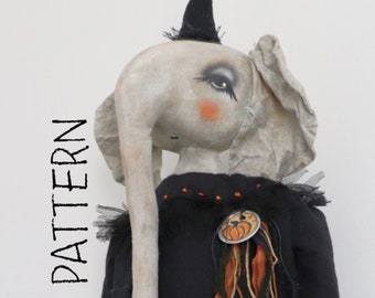 Elephant EPATTERN-primitive cloth doll craft digital download sewing pattern-PDF Brenda Sanker