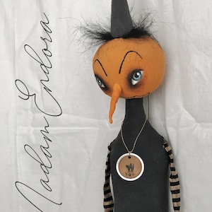 Witch Pumpkin Halloween EPATTERN-primitive cloth doll craft digital download sewing pattern-PDF Brenda Sanker
