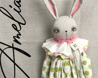 Bunny Rabbit Easter EPATTERN-primitive cloth doll craft digital download sewing pattern-PDF Brenda Sanker